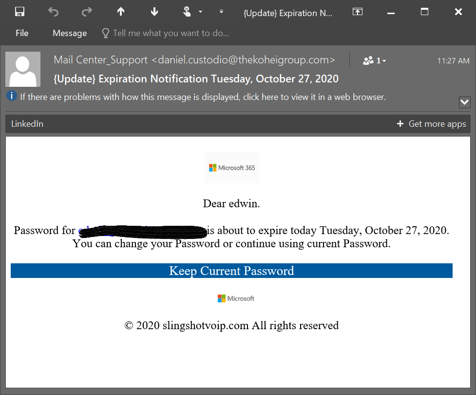Phishing Microsoft Email